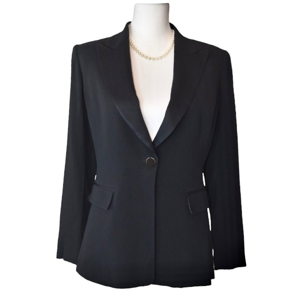 Elie Tahari Black Blazer Fits Small Classic Minimalist Tailored Capsule Career